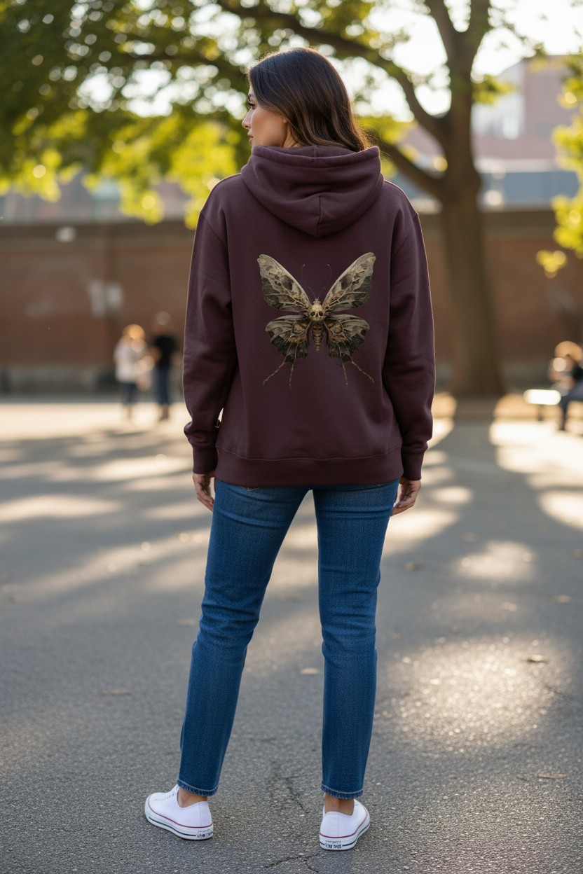 Death’s Wing – Gothic Moth Skull Hoodie_2