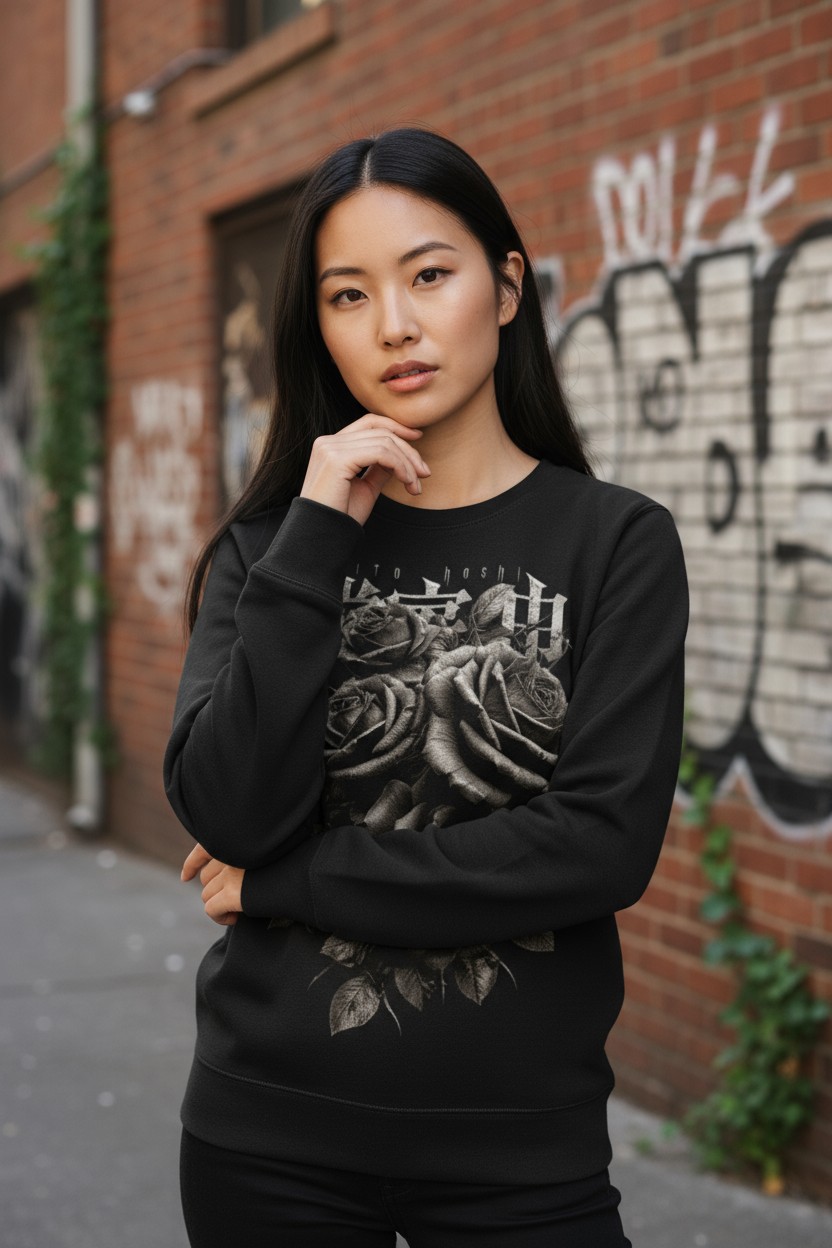 Noir Bloom – Ito Hoshi Rose Sweatshirt_1